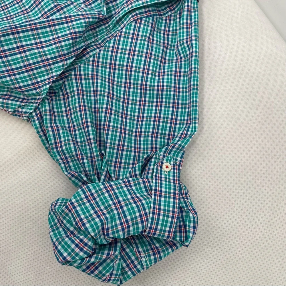 Southern Tide Red Drum Plaid Fishing Shirt Roll Tab Long Sleeve Sz L Atlas Green - Picture 10 of 13